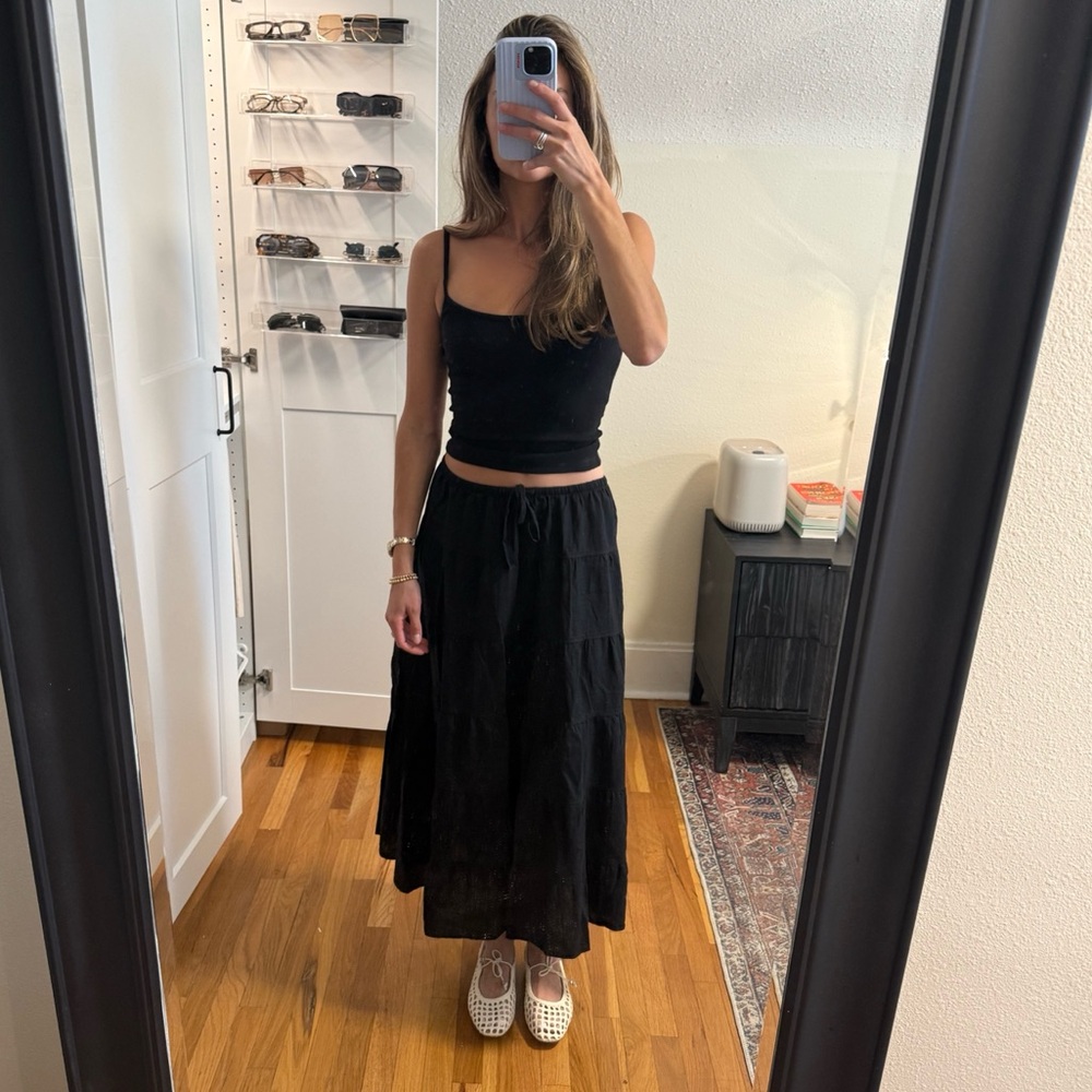 Aritzia Wilfred Bouquet Linen Maxi Skirt - Black